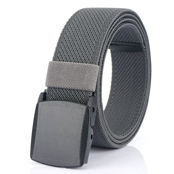 Elastic Belts for Men - Stretch Canvas No Metal Plastic Buckle for Work Sports - Adjustable Trim to Fit 28-45" Waist