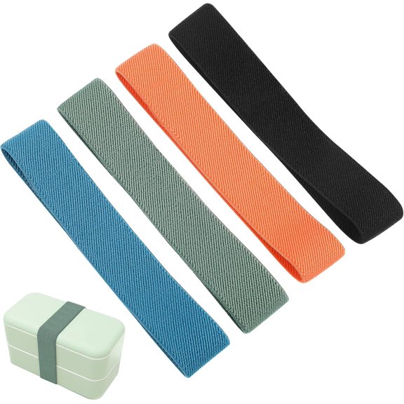 Elastic Bento Straps 4pcs Lunch Box Straps Lunch Box Fixing Bands Colorful Nylon Lunch Container Sealing Straps Bundling Belts Bento Accessories