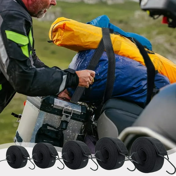 Elastic Binding Strap for Truck Motorcycle Cargo | Heavy Duty Super Strong Tensile Rope | Durable Wearproof Plastic | Elastic Adjustable Secure Tie Down | 196x2x1 inch | 1 Piece