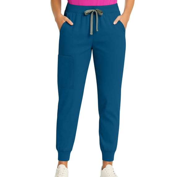 Elastic Bottom Joggings Womens Scrub Pants Skinny Leg Cuffed Stylish Comfortable Scrubs Jogger Sky Blue S 26"