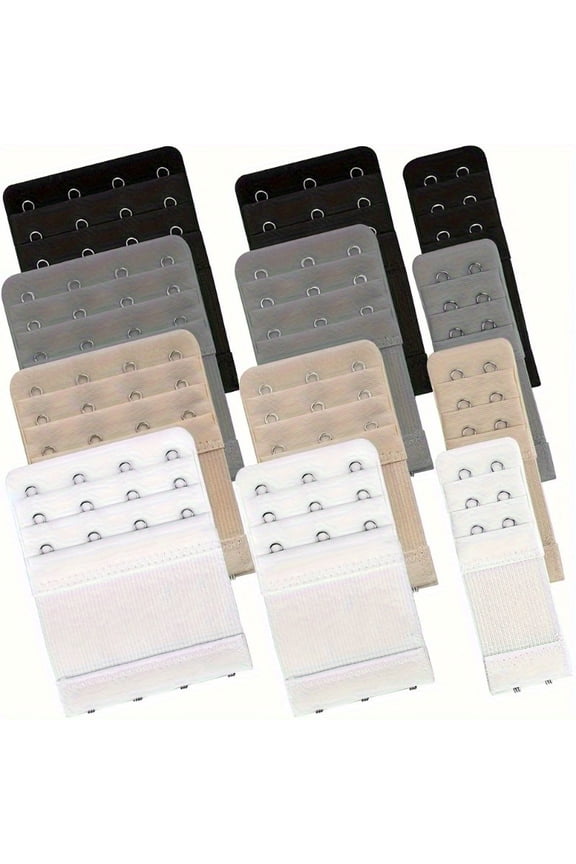 [Elastic Bra Fasteners] 12 Elastic Bra Fasteners | Underwear Extension Fasteners with 2/3/4 Hook Fasteners, Adjustable Back Fasteners & Cord Straps - Halloween Gift
