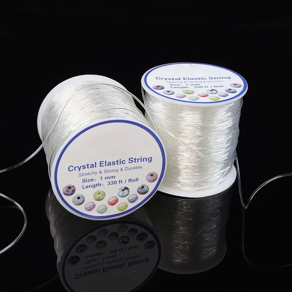 Elastic Bracelet String 1mm Crystal Clear, 2 Rolls 200m Stretchy Cord for Bracelets, Necklaces, Beading, Jewelry Making, High Strength TPU, Transparent Bead String