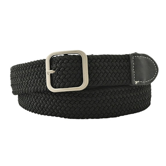 Elastic Braided Belt for Men & Women, Stretch Woven Design for Pants Jeans Multicolor fabric weave Belt - black