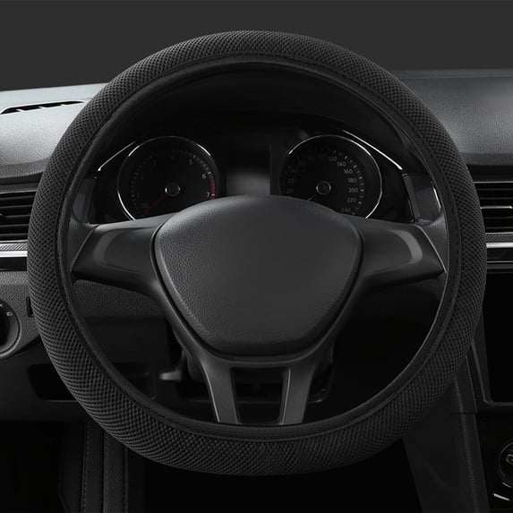 Elastic Breathable Steering Wheel Cover 15 Inch Universal Fit, Microfiber Mesh Fabric No-Slip Grip – Sweatproof Comfort Warm in Winter Cool in Summer All Year Round