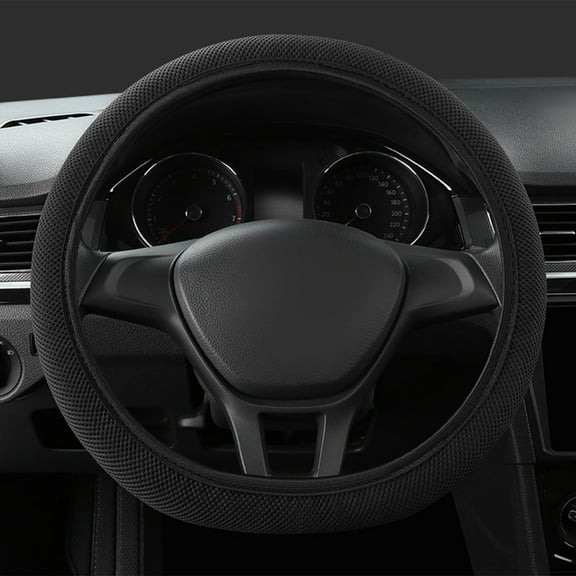 Elastic Breathable Steering Wheel Cover 15 Inch Universal Fit, Microfiber Mesh Fabric No-Slip Grip – Sweatproof Comfort Warm in Winter Cool in Summer All Year Round