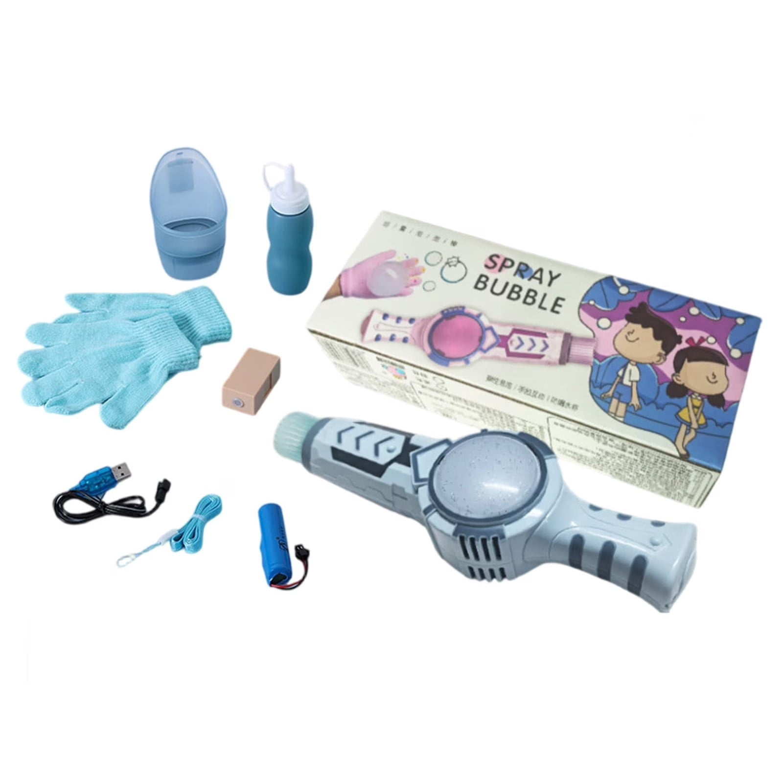 Elastic Bubble Fog Wand 2026 New Colorful Bubble Machine Interactive Fog Bubbles Machines Adjustable Bubble Size With Colorful Lights For Outdoor Fun Festiva 60ml bubble machine blower,Blue