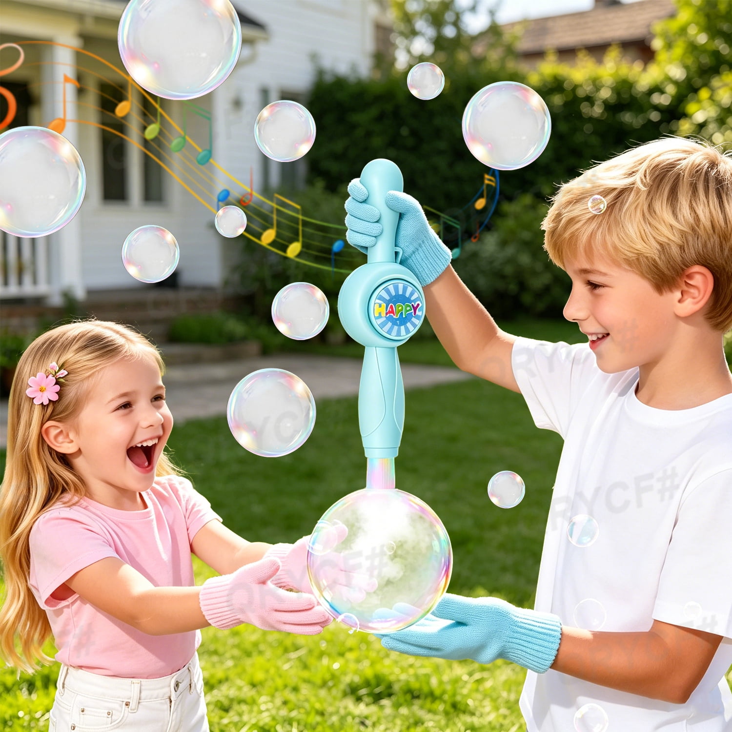 Elastic Bubble Wand for Kids Smoke Bubbles Machine with Party Colorful Lights, Outdoor Toys Easter Baskets Stuffers Gifts for Ages 3 4 5 6 7 8 Boys Girls(Blue)