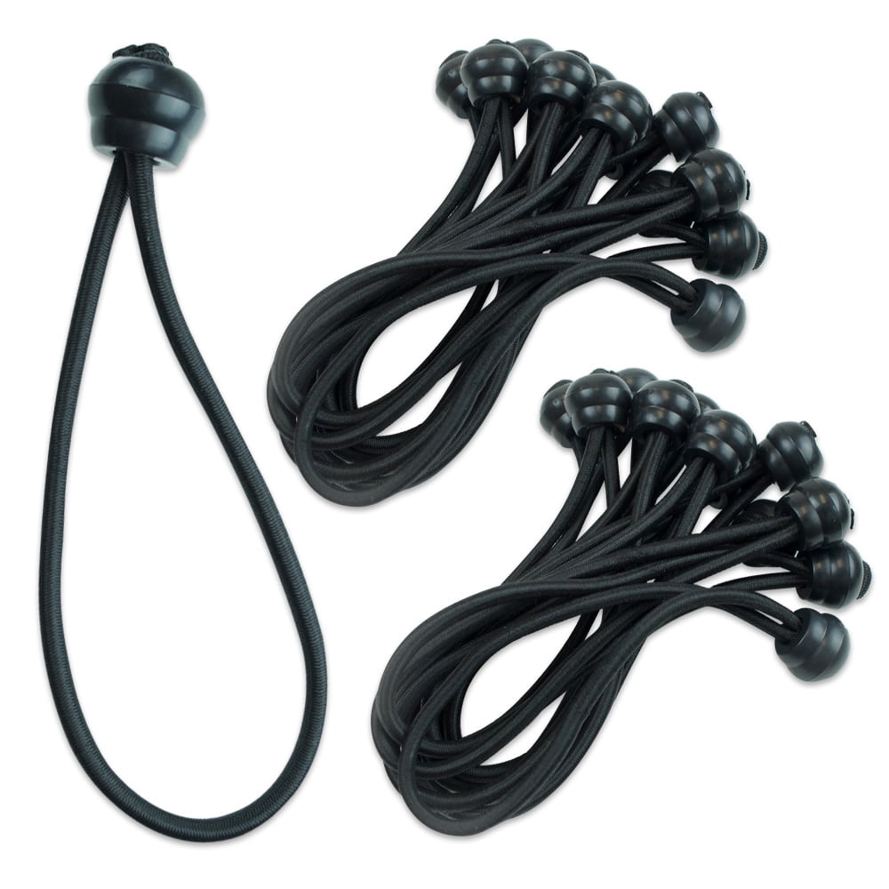 Elastic Bungee Cords for Soccer Goal and Rebound Net Attachment Pack of 24 Black