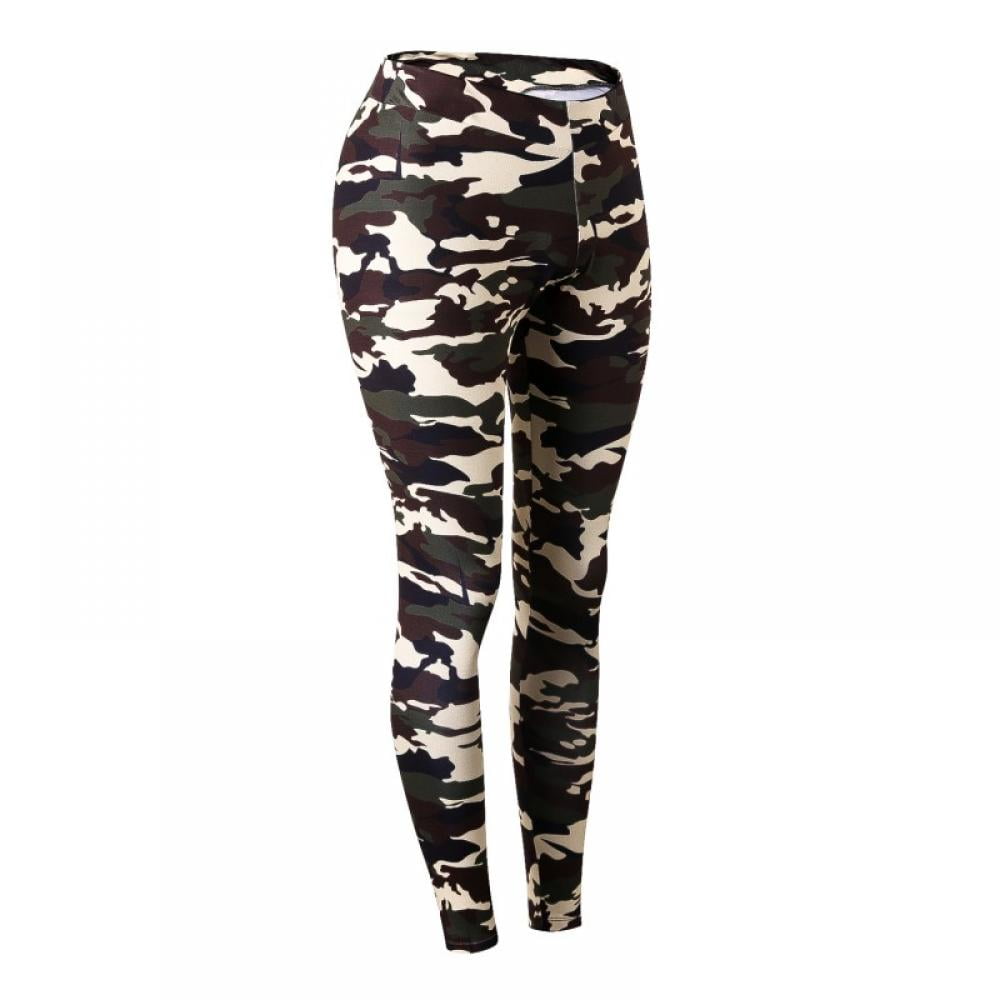 Elastic Camouflage Print Fitness Leggings For Women Yoga Pants Sports ...