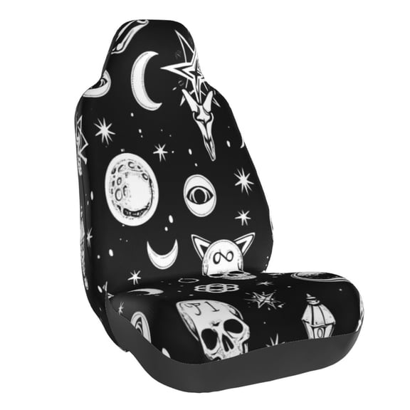 Elastic Car Chair Cover Universal Fit For Car Suv Truck Van Washable Seat Protector With Foam Filler Anti-Slip Retro Skull Head (2)