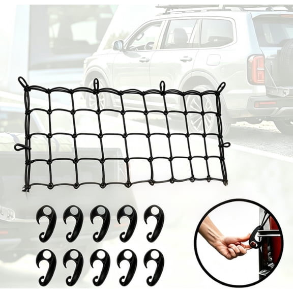 Elastic Cargo Net, Extreme Duty Cargo Net, for Car ATV Boat SUV Van Trailer Snowmobile(36in x 20in)