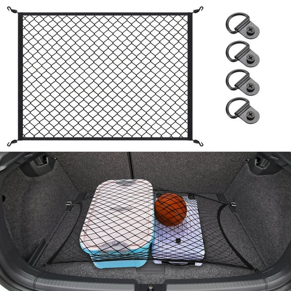 Elastic Cargo Net for SUV, Truck Net Organizer with Storage Bag,32"x24" Stretch to 56"x42" Small Cargo Net