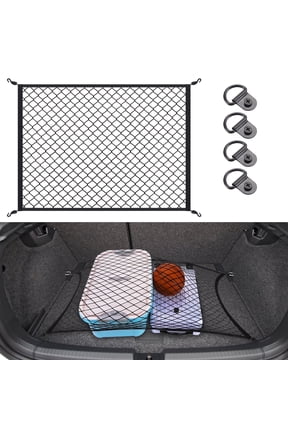 Mesh Elastic Cargo Net for SUV, Truck Bed Organizer with Storage Bag, 32" x 24" Stretchable to 56" x 42"