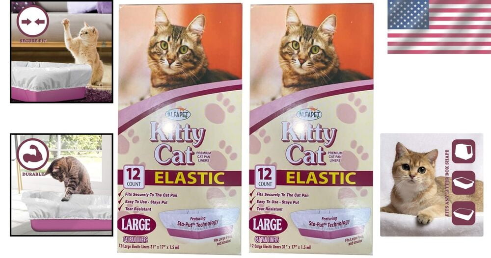 Elastic Cat Litter Box Liners Quick Clean Waste Disposal for Medium