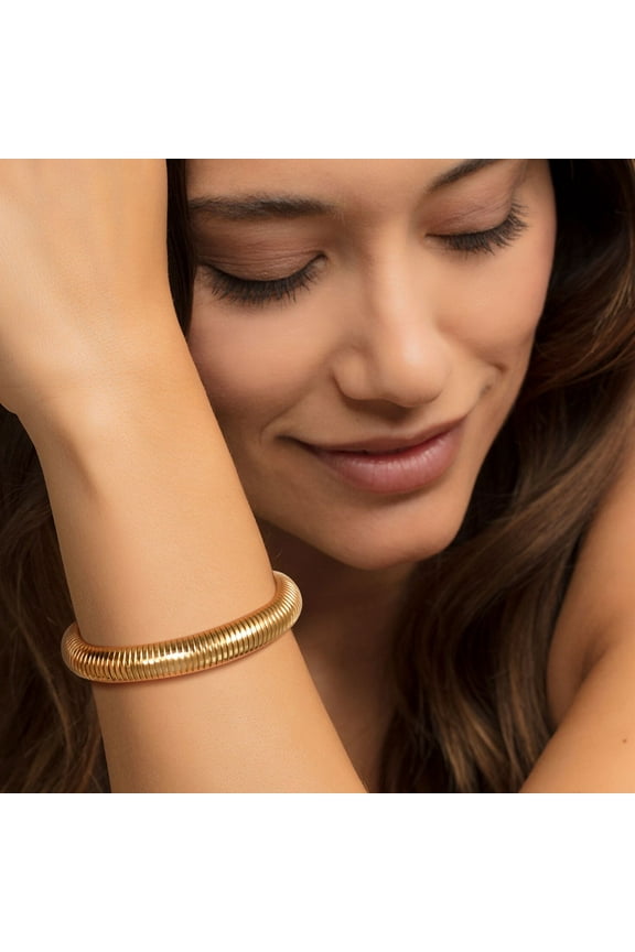 Elastic Circle Bangle Bracelet for Women, Non Tarnish Hypoallergenic Jewelry Gift for Valentine's Day Birthday Christmas, Stainless Steel