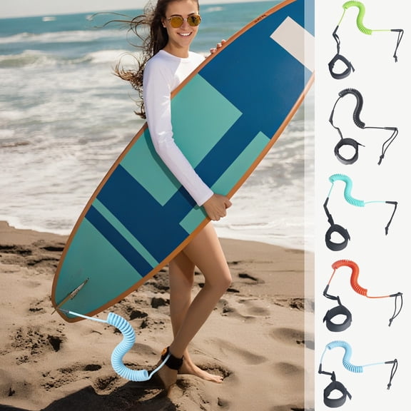 Elastic Coiled Surfboard Ankle Leash, Durable Anti-lost Safety Fixed Strap, Essential Accessory for Paddleboard Water Sports Outdoor Surfing Daily Safety Protection Use, Green