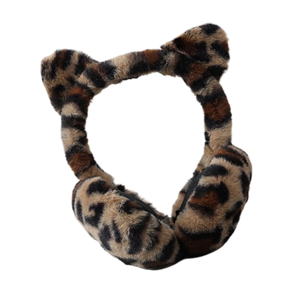 Elastic Coldproof Ear Muffs Cartoon Leopards Styles Portable Design Ear Covers For Hiking Shopping Winter Activity