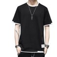 thumbnail image 1 of Elastic, Comfortable, Short Sleeves for Daily Wear - Black XXL Breathable Men's Crew Neck T-Shirt Sarapandan, 1 of 8