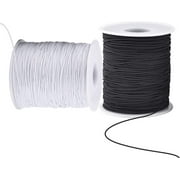 Elastic Cord for Bracelets, 2 Rolls 1 mm 330 feet Elastic Bracelet String, Elastic Cord Thread Beading Threads for Jewelry Making, Necklaces, Beading Black+White,Topboutique
