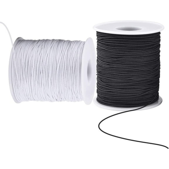 Elastic Cord for Bracelets, 2 Rolls 1 mm 330 feet Elastic Bracelet String, Elastic Cord Thread Beading Threads for Jewelry Making, Necklaces, Beading (Black+White),Topboutique