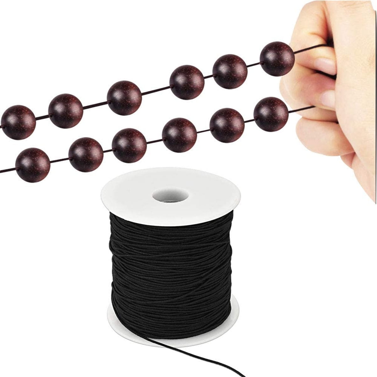  1mm Elastic Cord for Jewelry Making,Black and Clear