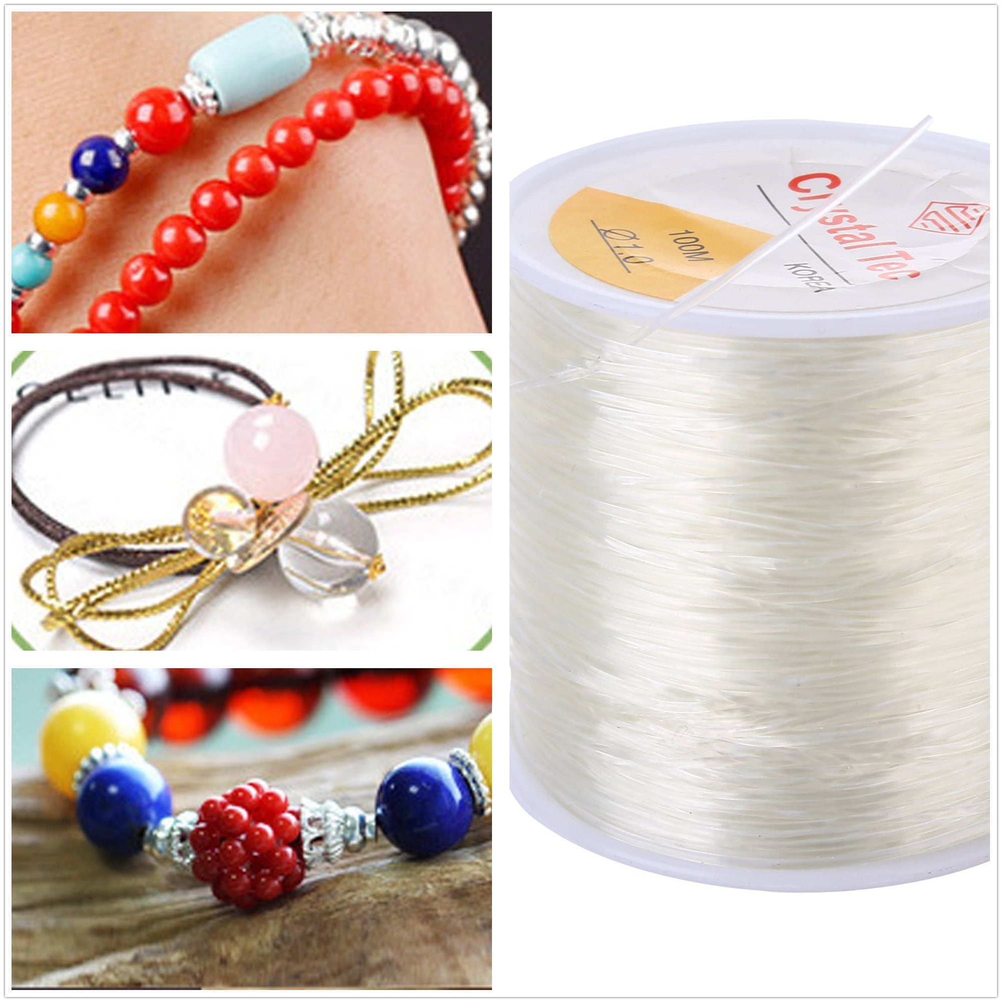 Elastic Cord, VABNEER 1mm x 100m Bracelet String Elastic String Beading Cords Thread Bracelet