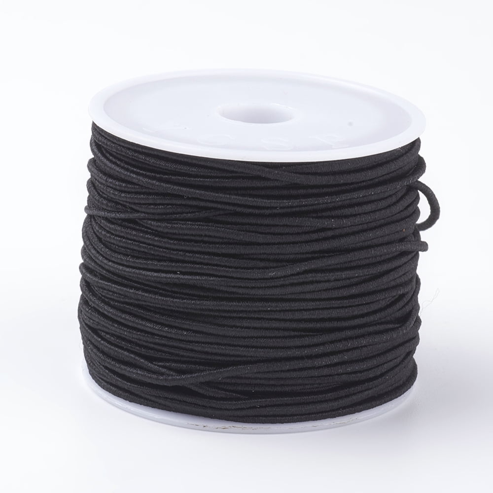 Elastic Cords Stretchy String for Bracelets Necklaces Jewelry Making Black 1.5mm 12.02~13.12 yards(11~12m)/roll