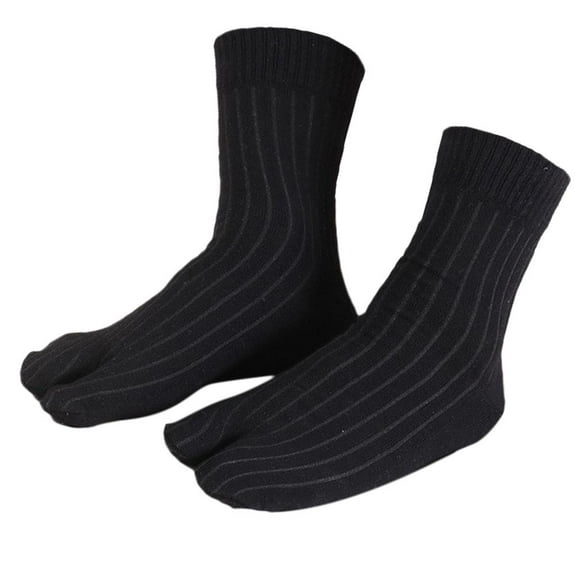 Elastic Cotton Tabi Socks 2 Toe Socks -Flops Socks Unisex Black