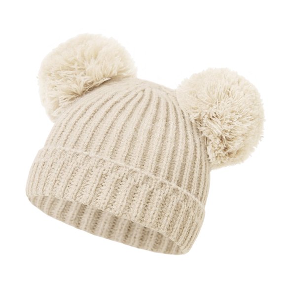 Elastic Crochet Hat Baby Knitted Hat Infant Soft Caps with Pompoms Bonnet Caps for Toddler 0-12 Month