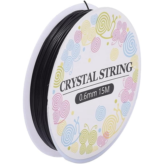 Elastic Crystal Thread Stretchy String Bead Cord for Beaded Jewelry Making Black 0.6mm about 16.4 yards(15m)/roll