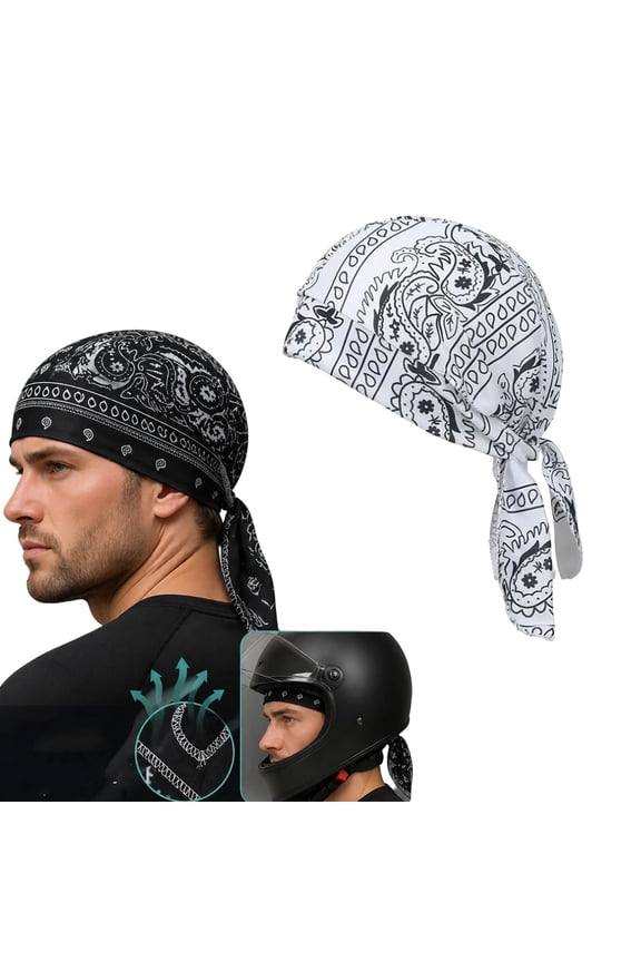 Elastic Cycling Sports Cap, Paisley Cooling Headscarf Cap, Cooling Head Wrap with Breathable Helmet Liner