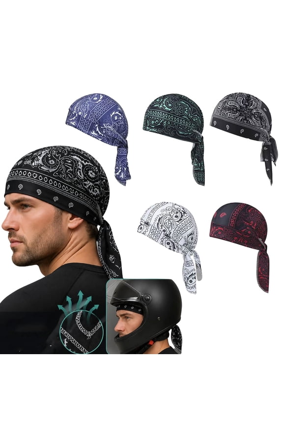 Elastic Cycling Sports Cap, Paisley Cooling Headscarf Cap, Cooling Head Wrap with Breathable Helmet Liner