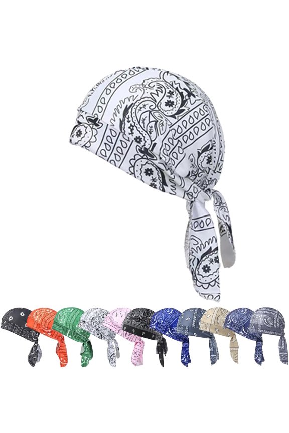 Elastic Cycling Sports Cap, Ultra-Light Breathable Sweat Wicking, Cooling Head Scarf with Adjustable Straps for Men Women