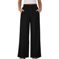 thumbnail image 1 of Elastic Denim Like Double Pocket Leggings For Women Fitness Casual Wide Leg Pants, 1 of 8