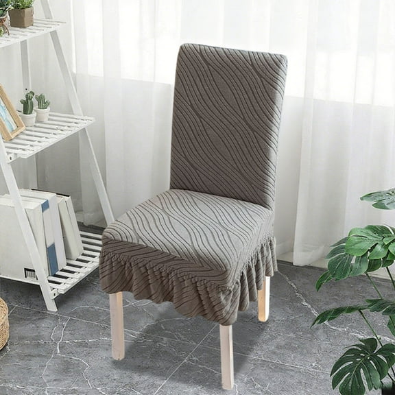 Elastic Dining Chair Cover, Washable Kitchen Chair Slipcovers with Backrest and Lotus Skirt Hem, Non-slip & Anti-Dust Surface, Suitable for 15-20 Inch Size Chairs for Home or Party,Black