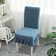 thumbnail image 1 of Elastic Dining Chair Cover, Washable Kitchen Chair Slipcovers with Backrest and Lotus Skirt Hem, Non-slip & Anti-Dust Surface, Suitable for 15-20 Inch Size Chairs for Home or Party,Blue, 1 of 7