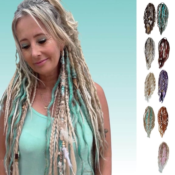 Elastic Dread Ponytail, 22" Hand-Braided Dreadlock Extensions for 1-Minute Boho Style, Perfect for Daily Wear, Festivals & Events