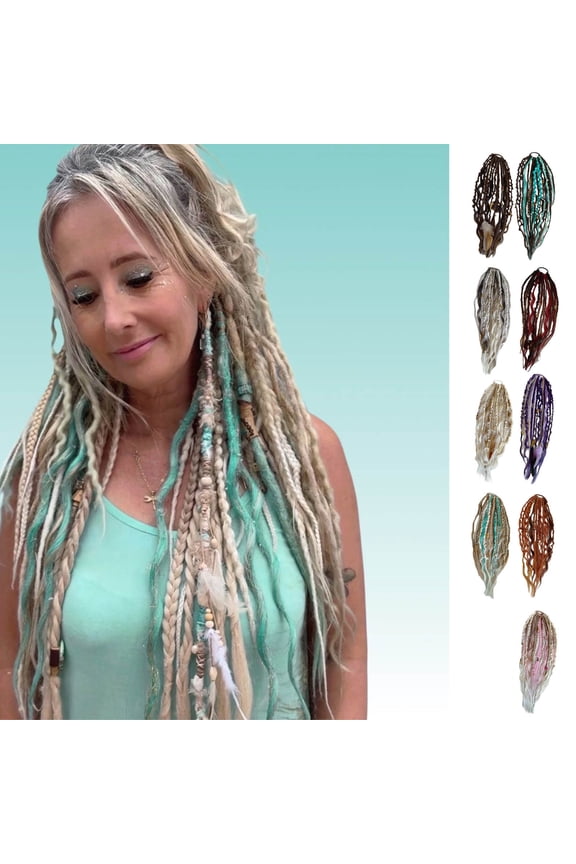 Elastic Dread Ponytail, 22" Hand-Braided Dreadlock Extensions for 1-Minute Boho Style, Perfect for Daily Wear, Festivals & Events