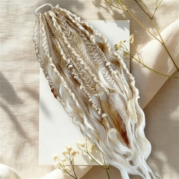 Elastic Dread Ponytail, 22" Hand-Braided Dreadlock Ponytail Extensions for 1-Minute Boho Hair Transformation, Natural Beachy Style for Daily Use, Festivals and Events