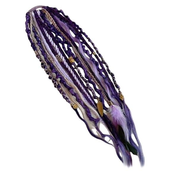 Elastic Dread Ponytail, Boho Dreadlock Hair Extension with Beads, Lightweight Natural Hand-Braided Braids Long Viking Bead, One Minute Elastic Hair Tie Attachment for Festival Daily