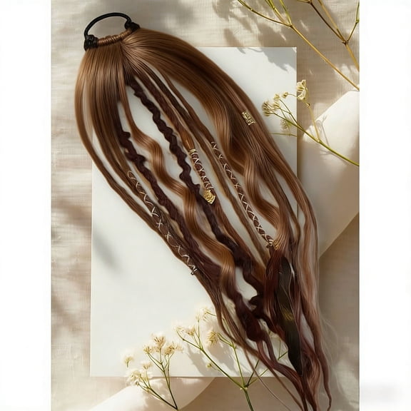 Elastic Dreadlock Ponytail, Braided Hair Extension, 70cm Faux Locs Ponytail, Synthetic Hairpiece for Styling, Versatile Hairstyle Accessory, Easy to Wear Ponytail Extension for Various Looks