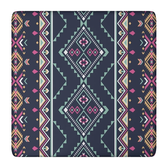 Elastic Edge Bohemian Square Tablecloth 36x36 Inch, Fitted Cover for Card Tables, Resistant to Wrinkles and Stains
