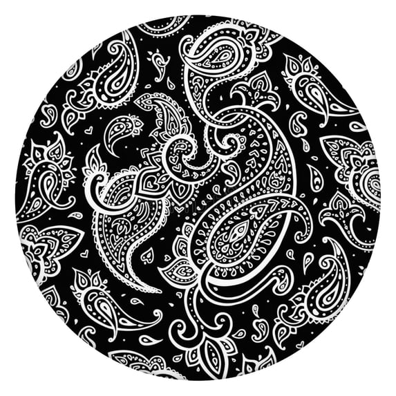 Elastic Edge Boho Chic Tablecloth with Floral Pattern - Vibrant Round Table Cover for Kitchen - Fits 52 to 56 Inch