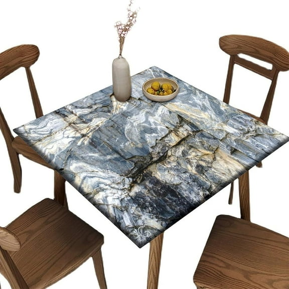 Elastic Edge Card Table Covers Fitted Square, Marble Pattern Printed on Wrinkle Resistant Polyester Table Cover, for Indoor Outdoor Kitchen Home Party Dinner Patio, Fit for 36" x 36"Square Table