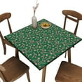 thumbnail image 1 of Elastic Edge Fitted Card Table Cover, Candy Canes with Peppermints - Green Pattern Printed on Wrinkle Resistant Polyester Table Cloth, for Dinner Terrace Party,32" x 32", 1 of 4