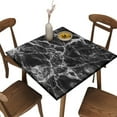 thumbnail image 1 of Elastic Edge Fitted Card Table Covers, Black Marble Pattern Printed on Elastic Polyester Table Cover, Great for Home Kitchen Parties Holiday Dinner, Fit for 32"" x 32""Square Table, 1 of 5