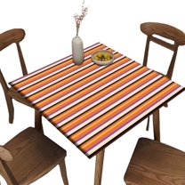Elastic Edge Fitted Card Table Size Tablecloths, Cartoon Halloween Striped Pattern Printed on Elastic Polyester Table Cloth, for Family Party and Patio Decoration,36" x 36"