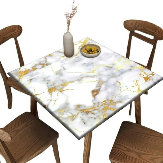 Elastic Edge Fitted Card Table Tablecloth, Lemons Pattern Printed on Elastic Polyester Table Cloth, for Outdoor Patio and Indoor Kitchen Dining Party, Fit for 42" x 42"Square Table