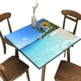 thumbnail image 1 of Elastic Edge Fitted Card Table Tablecloth, Ocean Sea Pattern Printed on Wrinkle Resistant Polyester Table Cover, Great for Home Kitchen Parties Holiday Dinner, Fit for 36" x 36"Square Table, 1 of 5