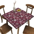 thumbnail image 1 of Elastic Edge Fitted Card Table Tablecloth Square, Winter Floral Pattern Printed on Stretchable Polyester Table Cover, for Picnic Camping and Kitchen Dining Party, Fit for 36" x 36"Square Table, 1 of 4